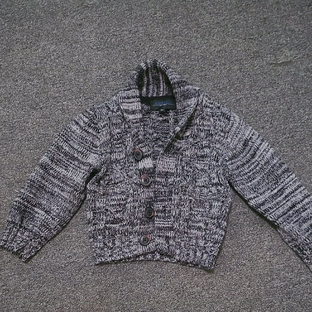 Gray Knit Button-Up Cardigan